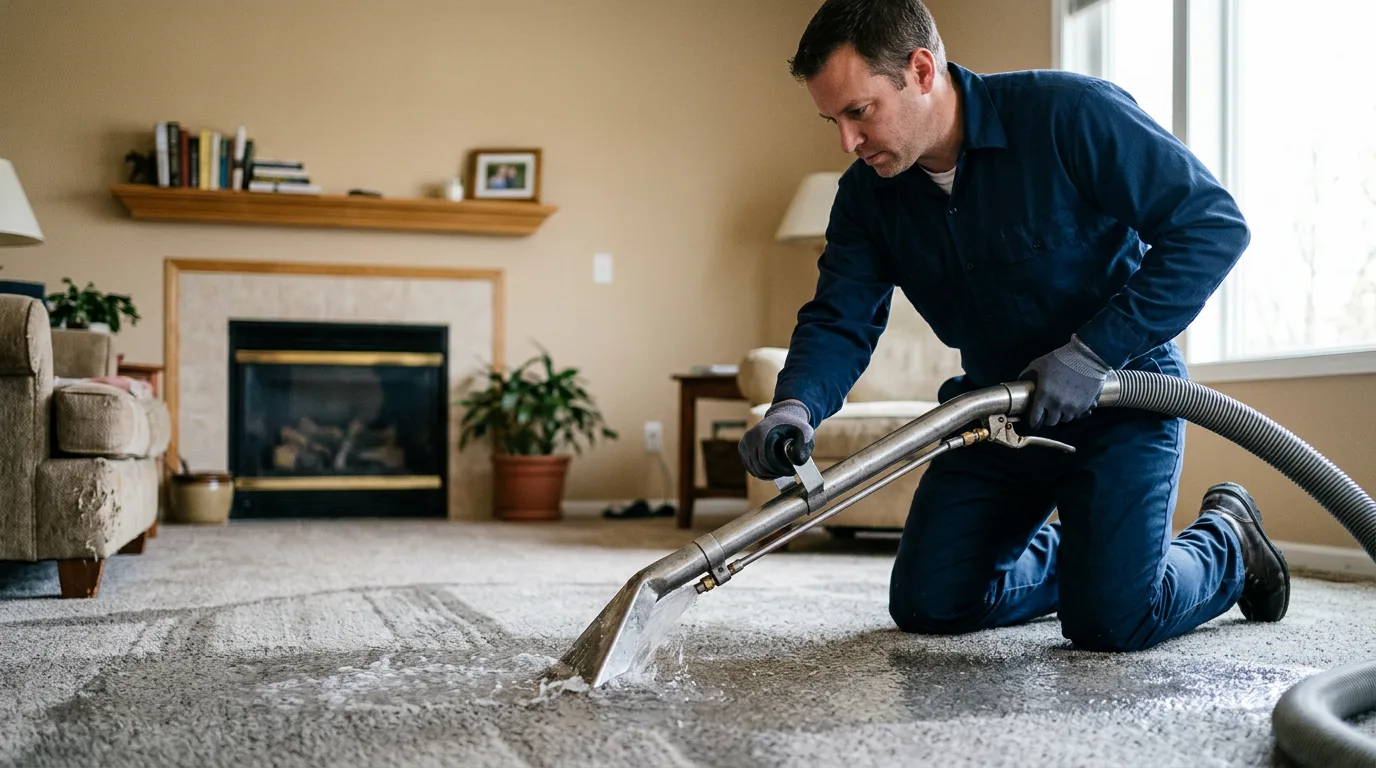 Water damage restoration technician working near Bedford, VA